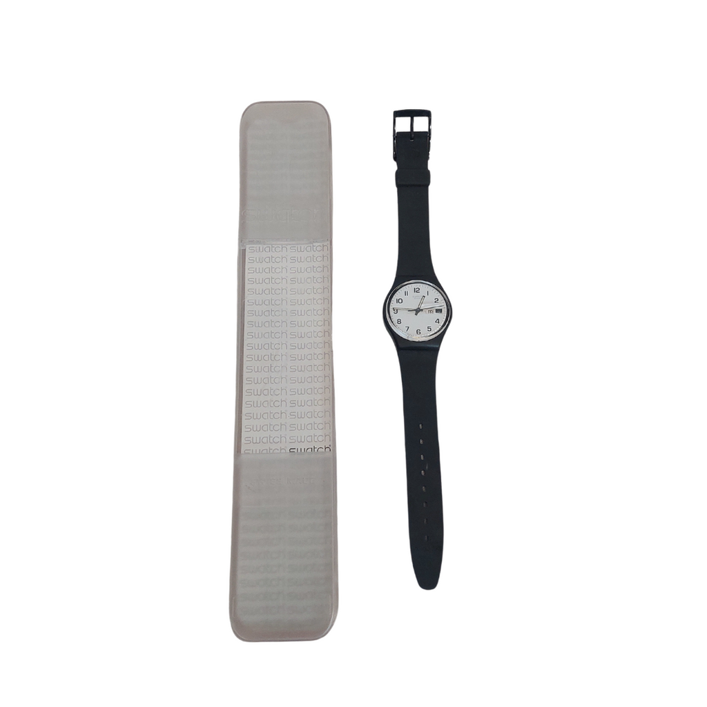 Swatch Black & White Round Dial Rubber Strap Watch  | Gently Used |