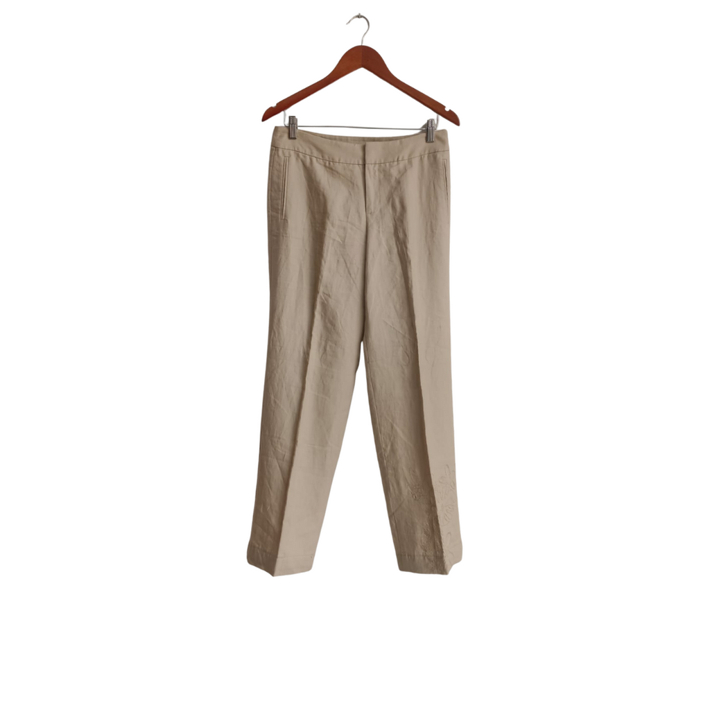 Mexx Beige Thread Embroidered Pants | Pre Loved |