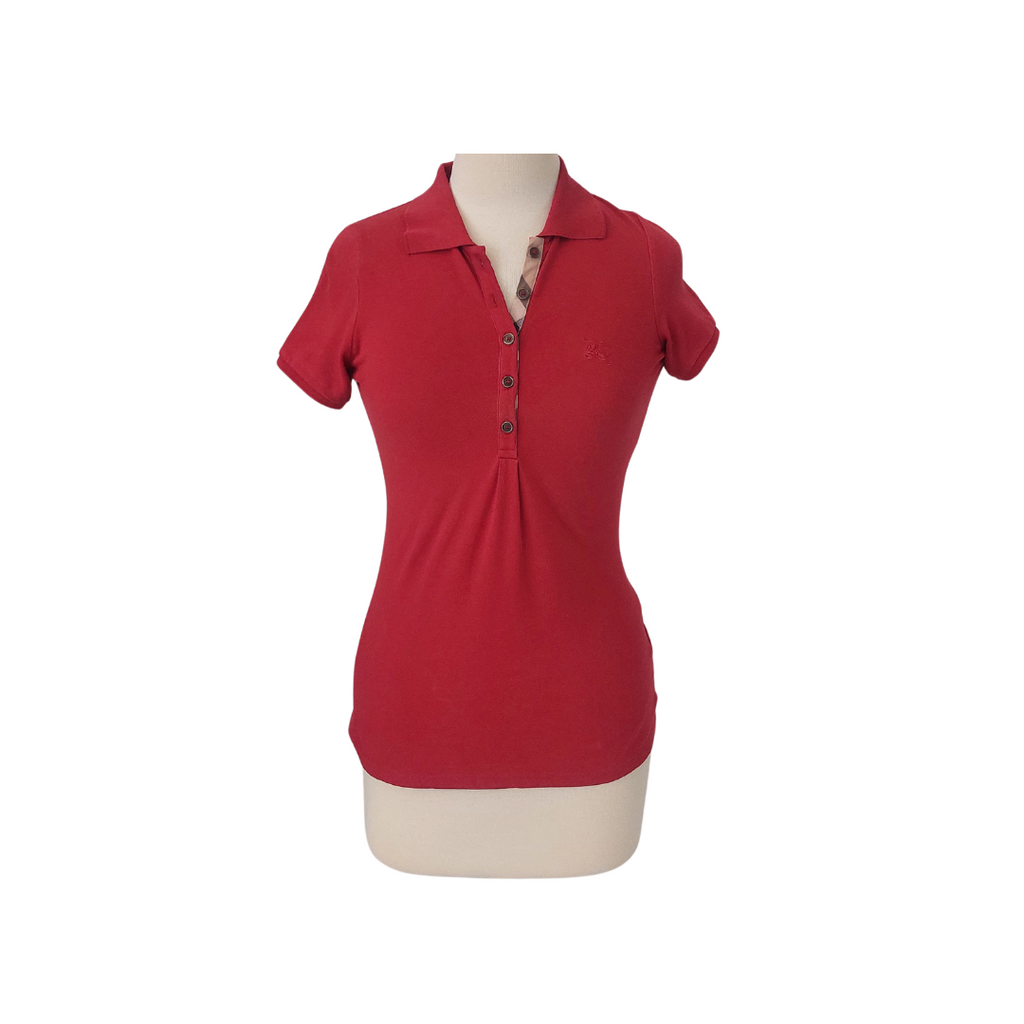 Burberry Women's Red Polo Shirt | Gently Used |