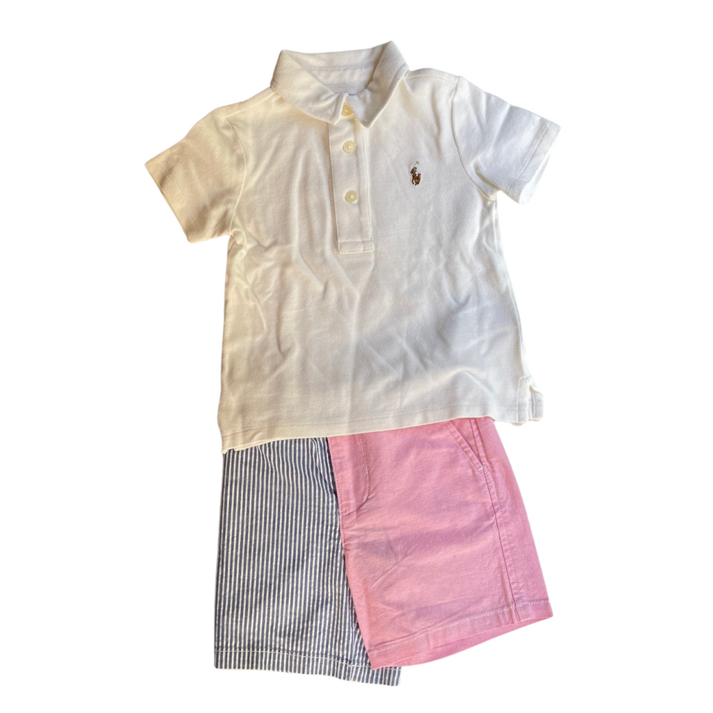 Ralph Lauren Pink & Blue Polo Club Shorts Set (18 months) | Brand New |