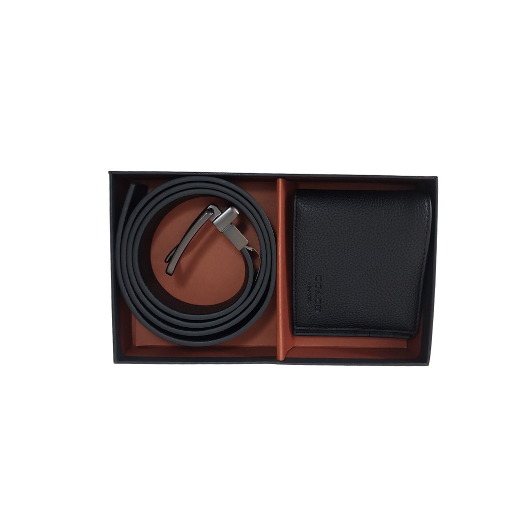 Coach Men's Black Leather Wallet & Belt Set | Like New |