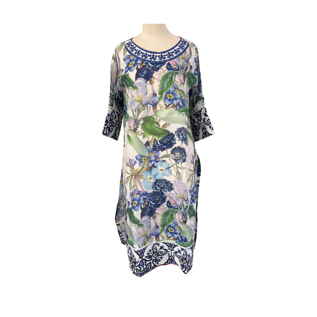 Huma Dil Nawaz Blue & Green Floral Printed 3 Piece Outfit | Gently Used |