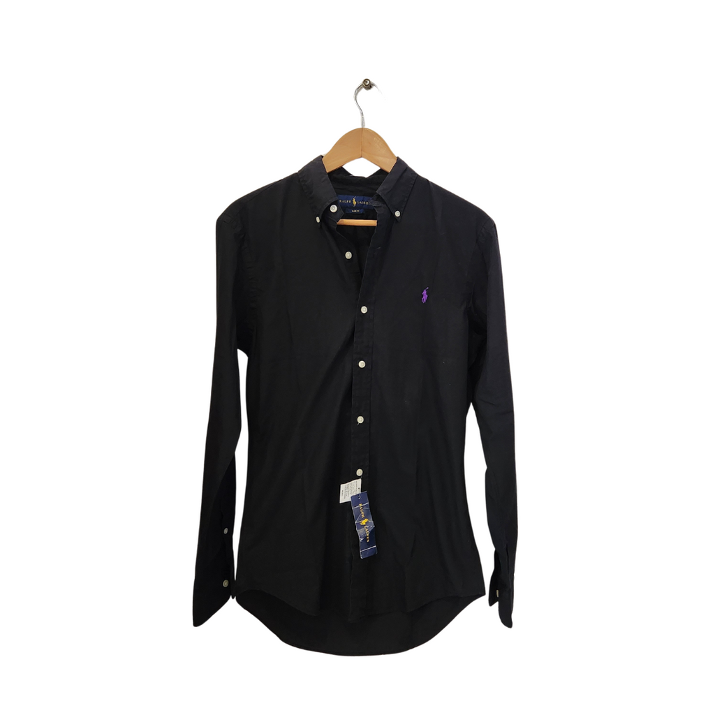 Ralph Lauren Men's Black Cotton & Silk Collared Shirt | Brand New |