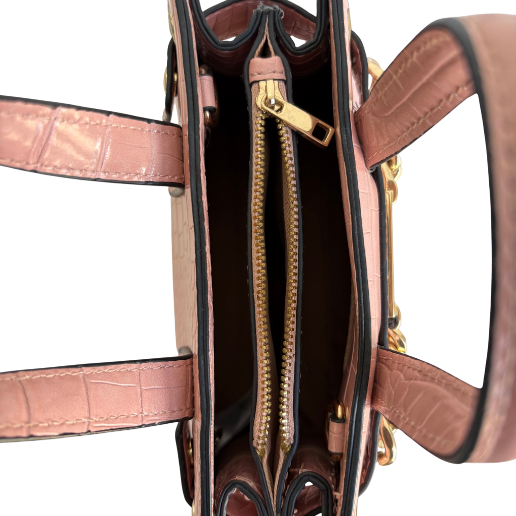 Aldo Pink Posa Croc Textured Satchel Bag | Gently Used |