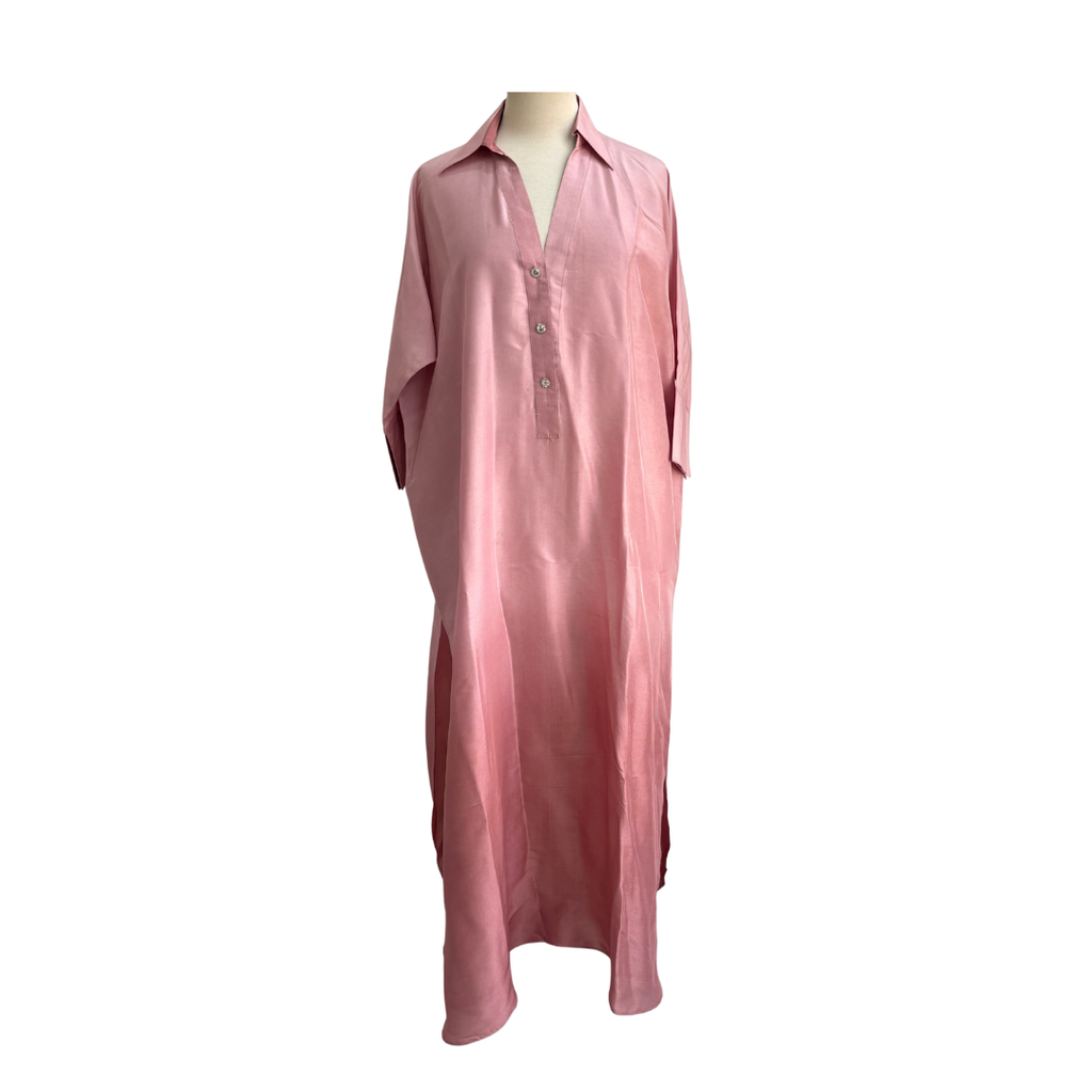 Shamsha Hashwani Pink Two Tone Long Kurta | Pre Loved |