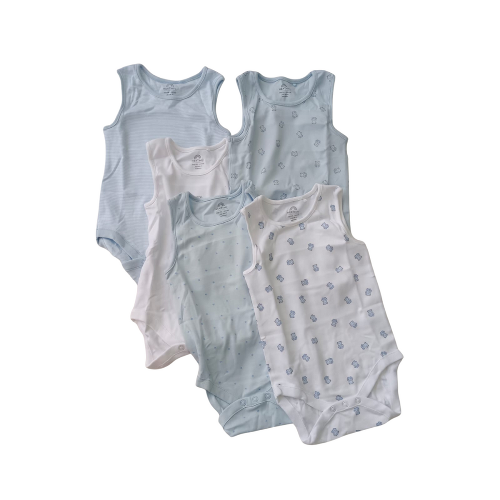 Next Baby Blue & White Bodysuits (12-18 Months) | Brand New |