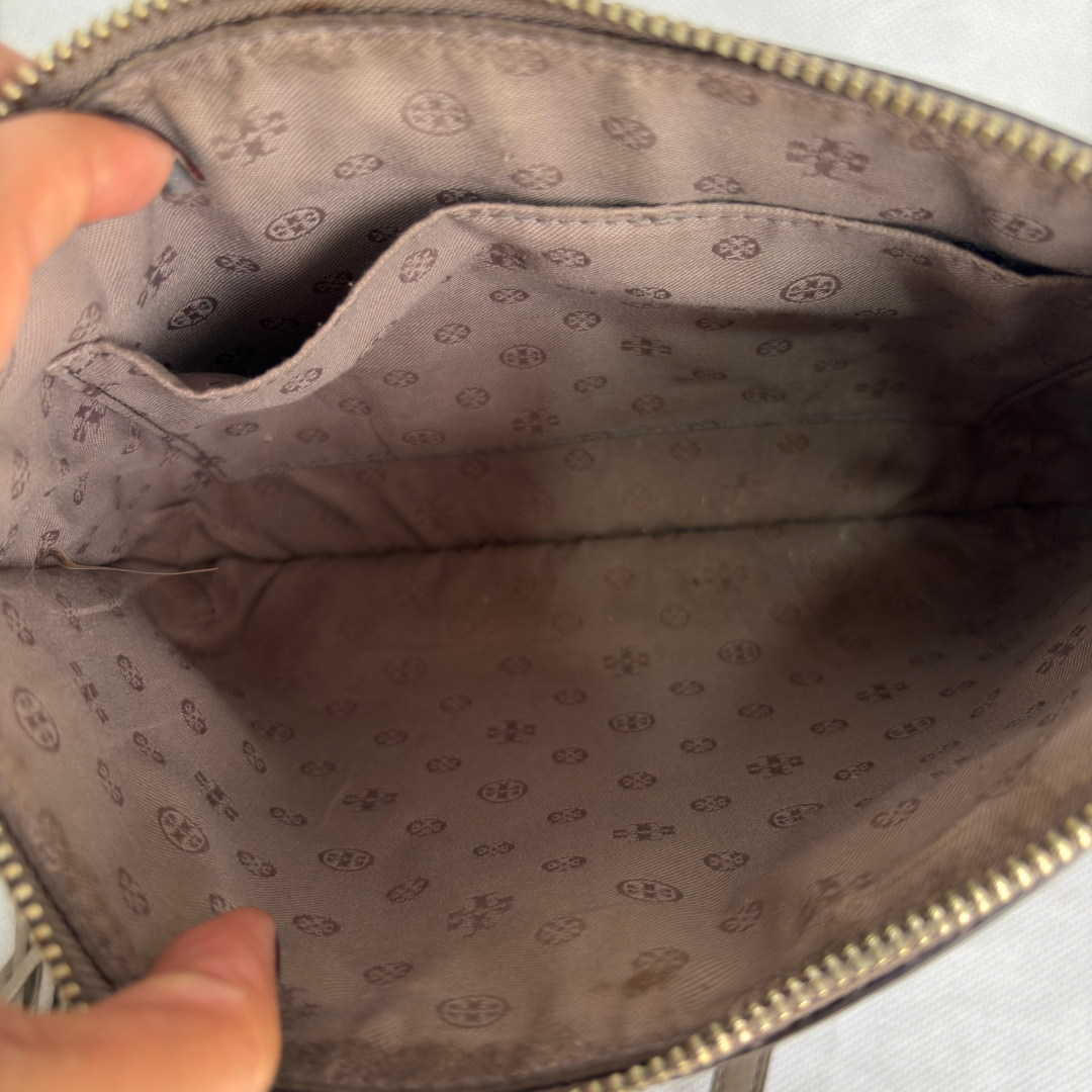 Tory Burch Grey Leather Crossbody Bag | Pre Loved |