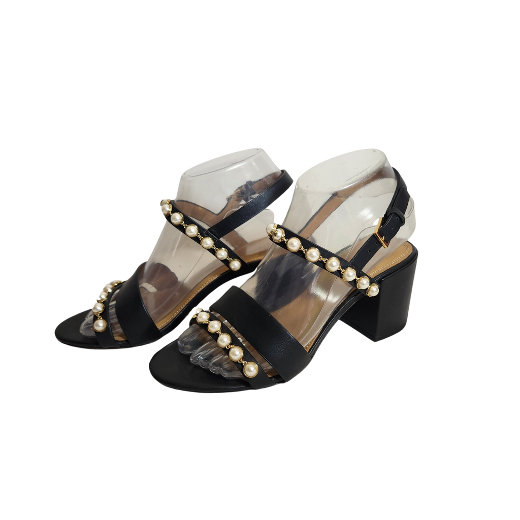 Tory Burch Black Emmy Pearl Sandals | Pre Loved |