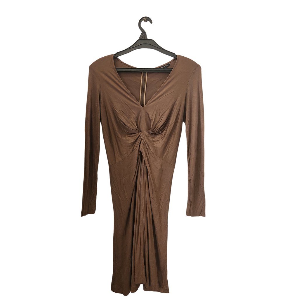 Massimo Dutti Bronze Ruche Bodycon Dress | Pre Loved |