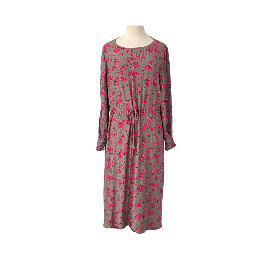 Next Khaki & Pink Floral Printed Maxi Dress | Gently Used |