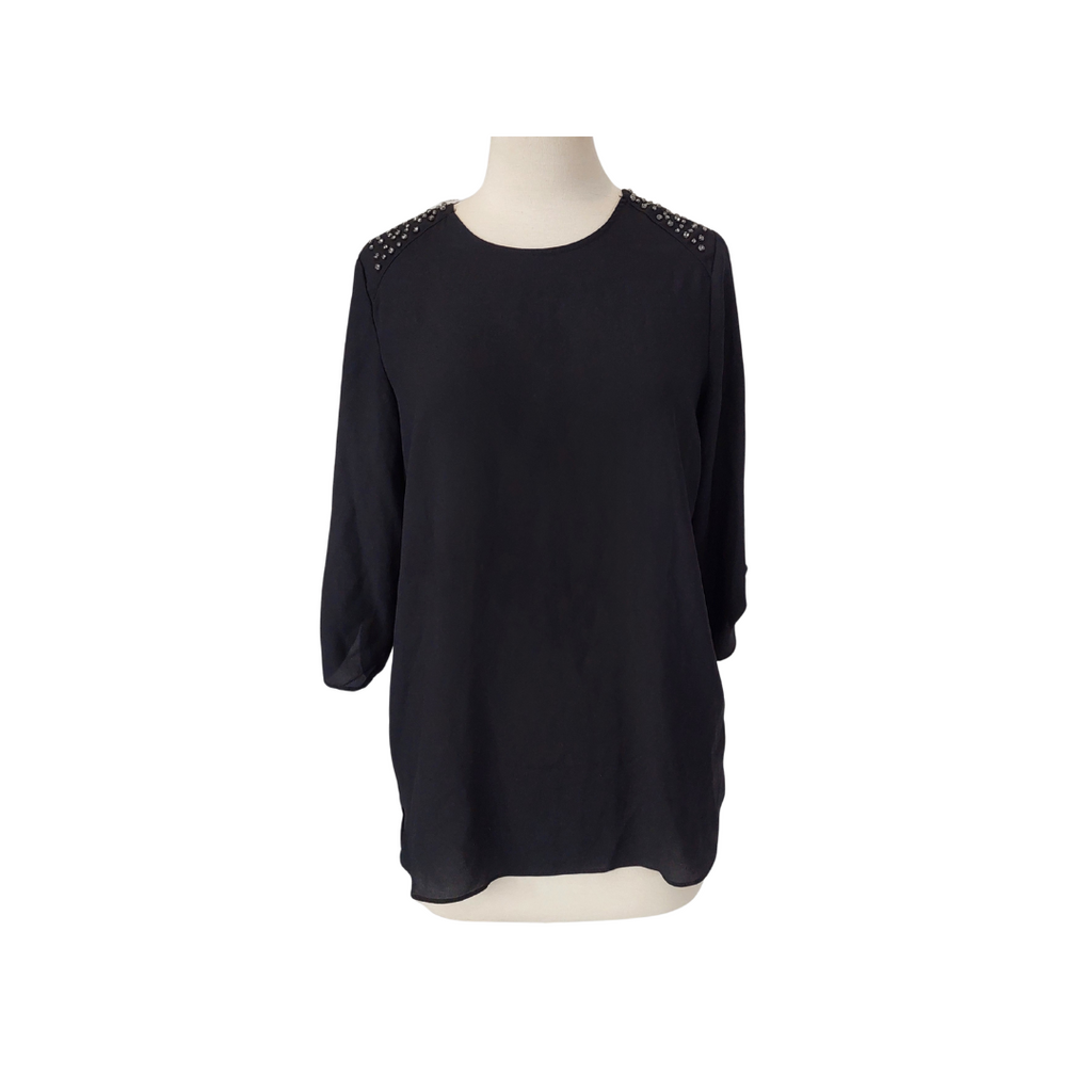 Mango Black Rhinestone Detail Tunic | Gently Used |