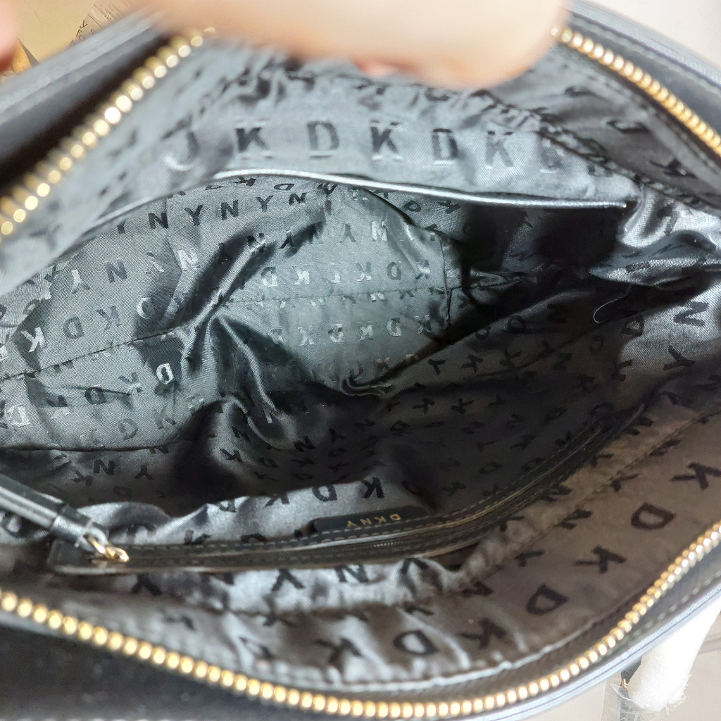 DKNY Black Bryant Leatherette Shopper Tote Bag | Brand New |