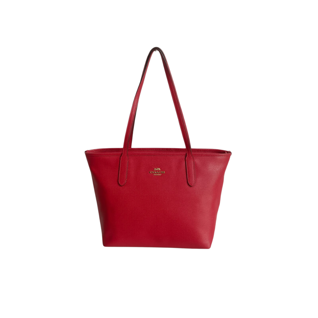 Coach Red Leather City Zip Tote Bag | Gently Used |