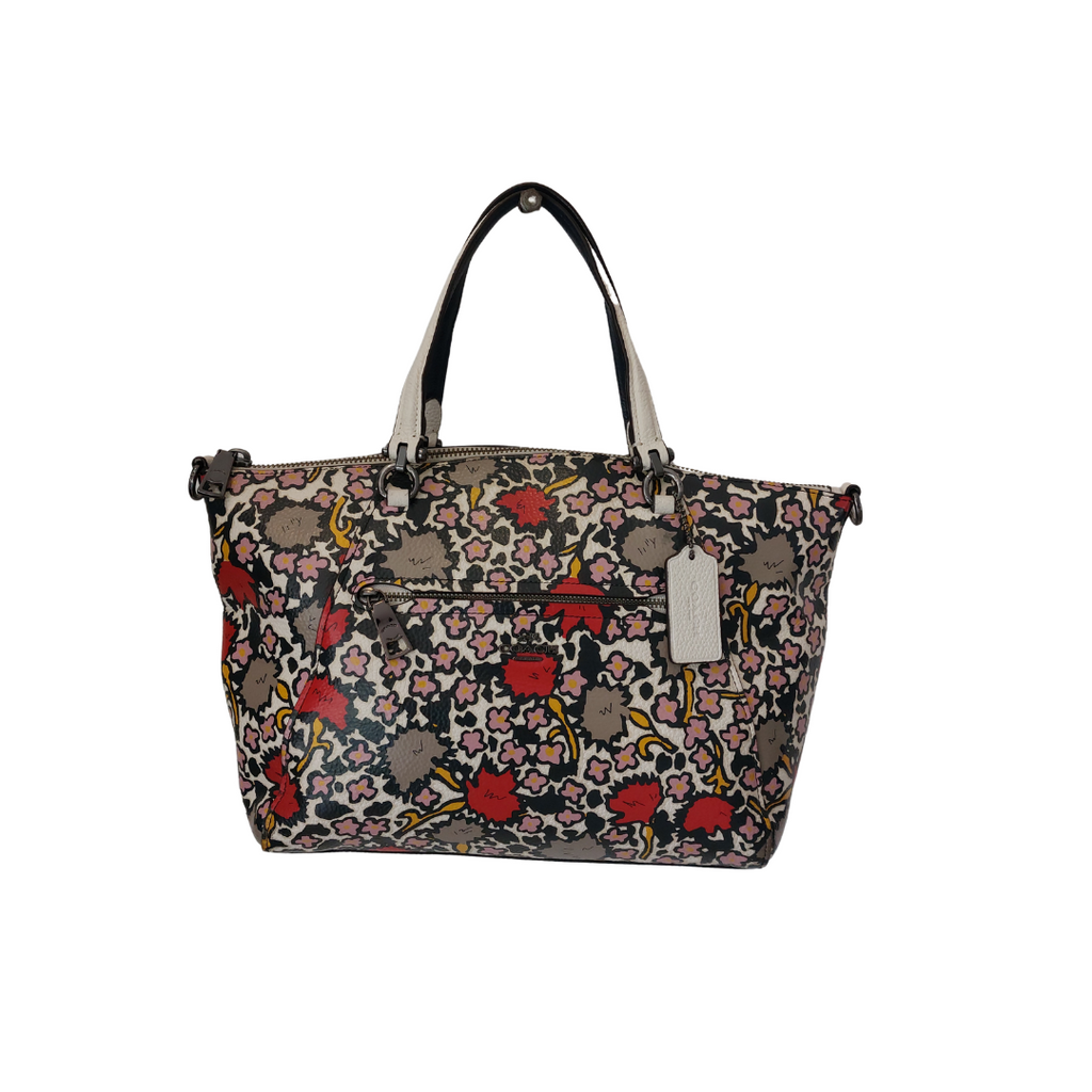 Coach White Leather Floral Printed Handbag | Pre Loved |