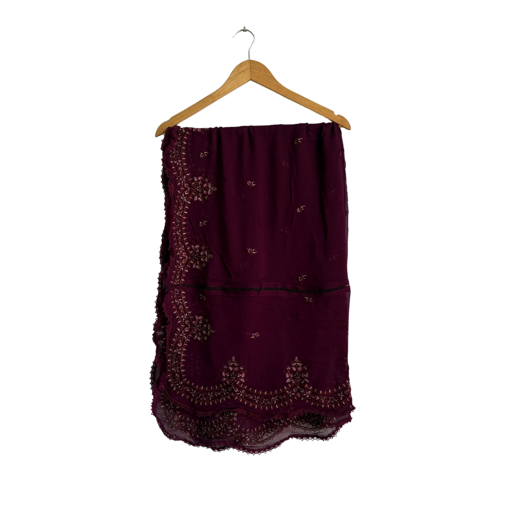 Zaib Purple Embroidered 3 pieces Outfit | Pre Loved |