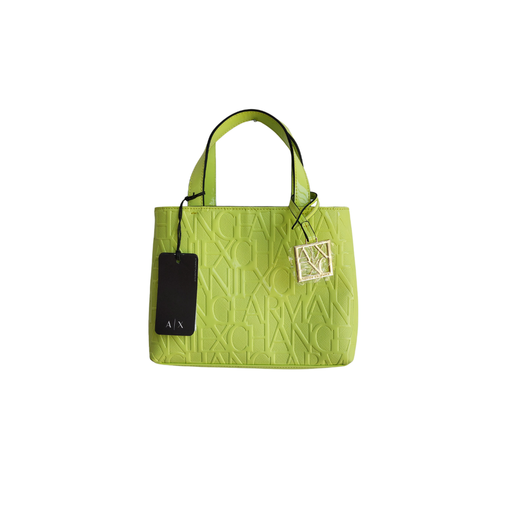 Armani Exchange Light Green Leatherette Liz Glossy Tote Bag | Brand New |