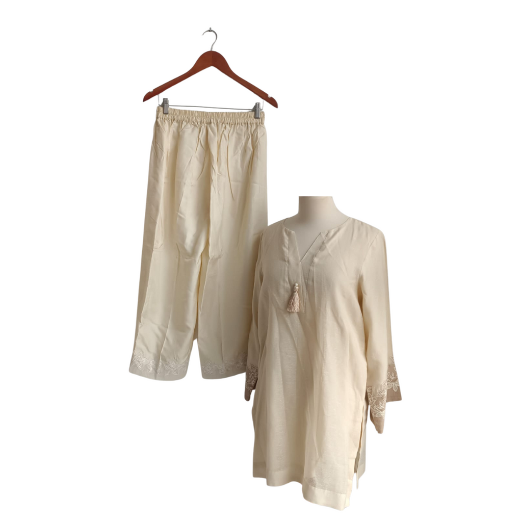 Uzma Sattar Beige Embroidered 2 Piece Outfit | Brand New |