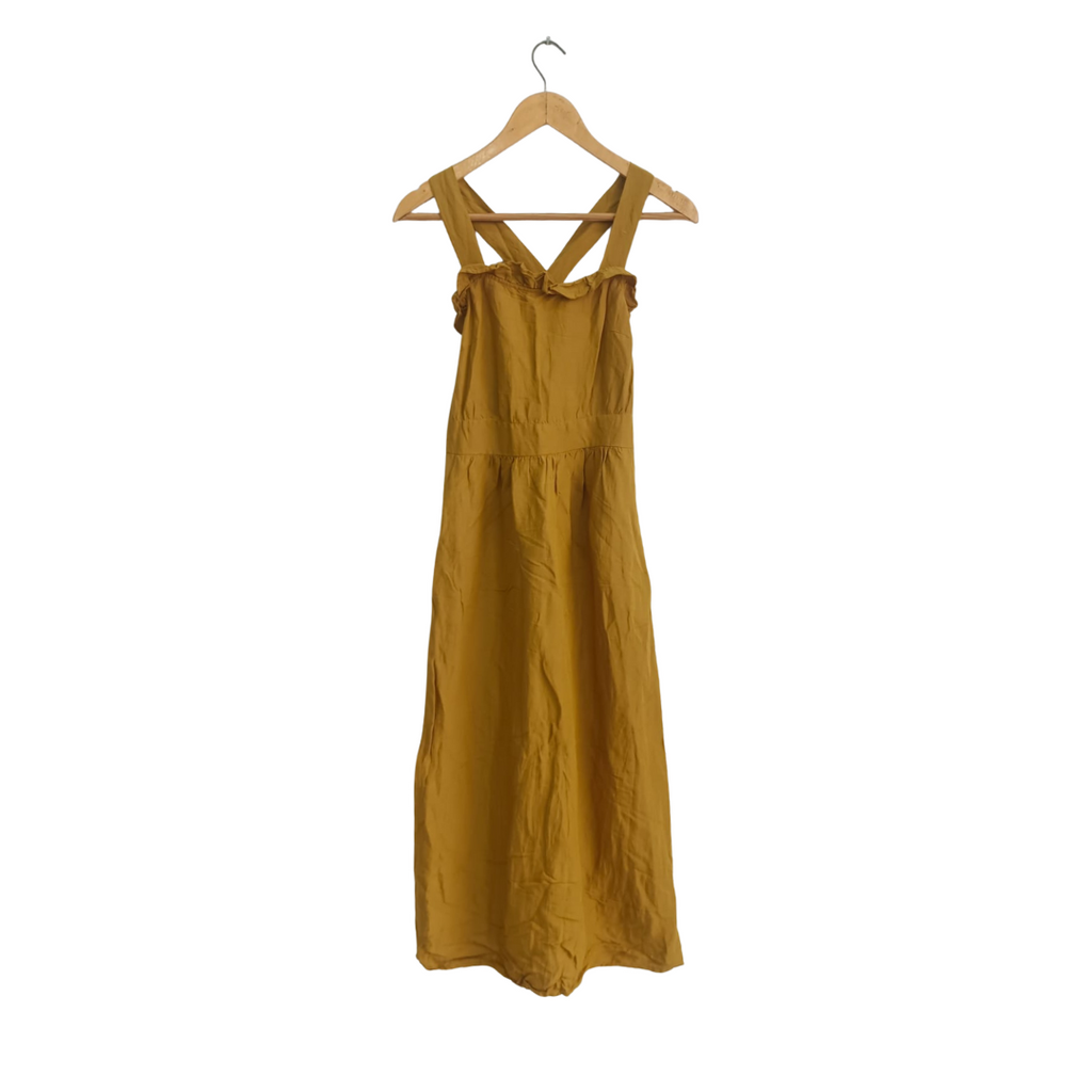Zara Mustard Sleeveless Frill Detail Knee Length Dress | Gently Used |