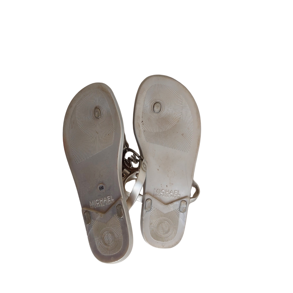 Michael Kors Silver Charm Jelly Cork Summer Sandals | Pre Loved |
