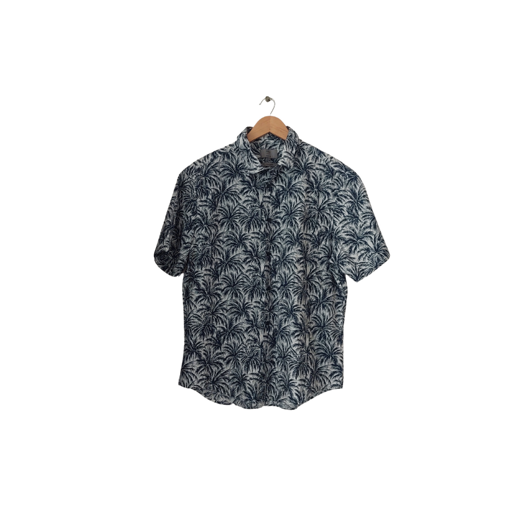 Marks & Spencer Navy and White Palm Tree Print Men's Shirt | Like new |