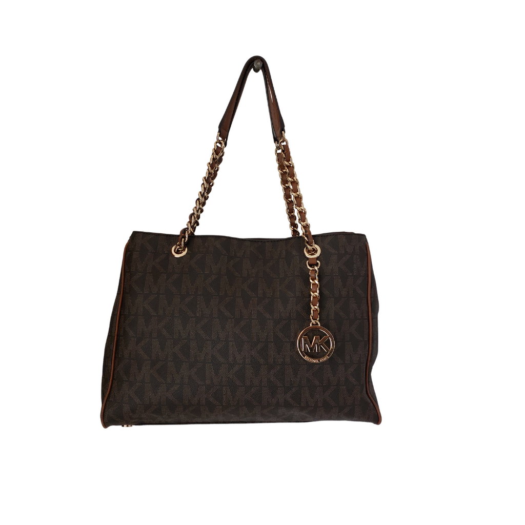 Michael Kors Brown Signature Monogram Large Shoulder Bag | Pre Loved |