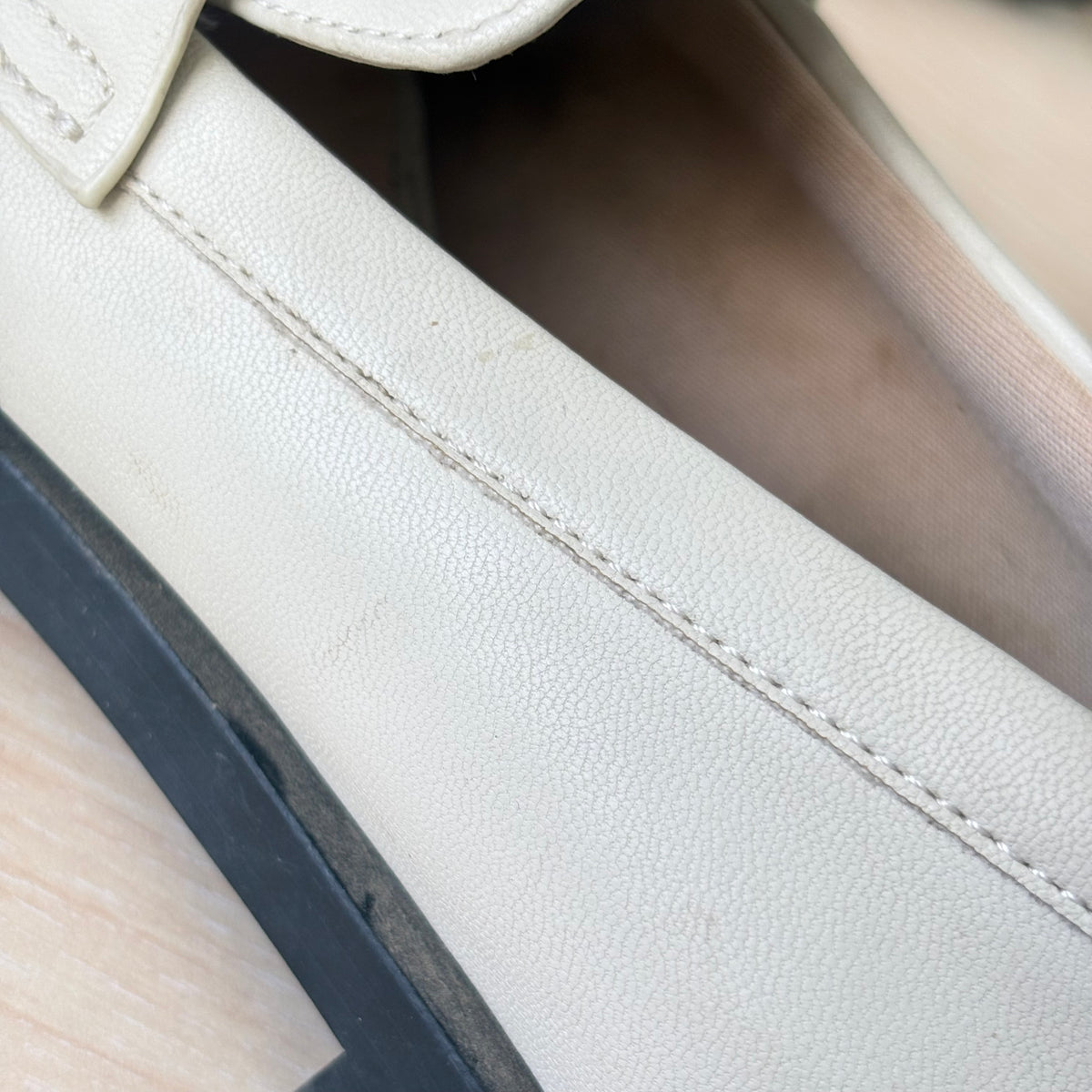 Charles And Keith Cream And Gold Chain Loafers | Pre Loved |