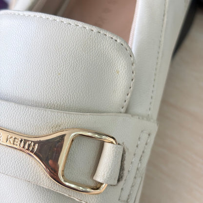 Charles And Keith Cream And Gold Chain Loafers | Pre Loved |