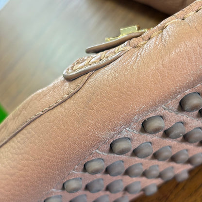 Tory Burch Kira Driver Beige Tumble Leather Driving Flat Moccasin | Pre Loved |