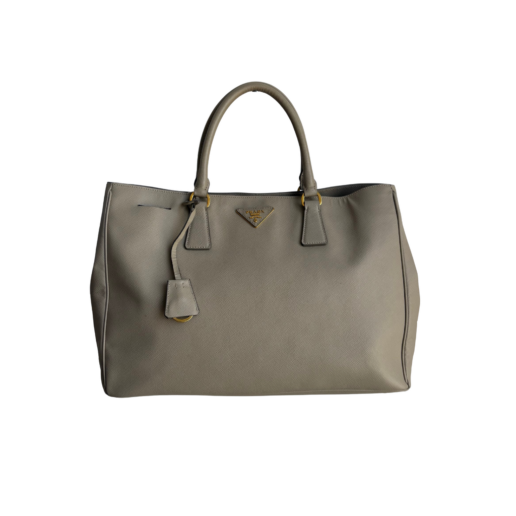 Prada Grey Saffiano Leather Large Tote Bag | Gently Used |