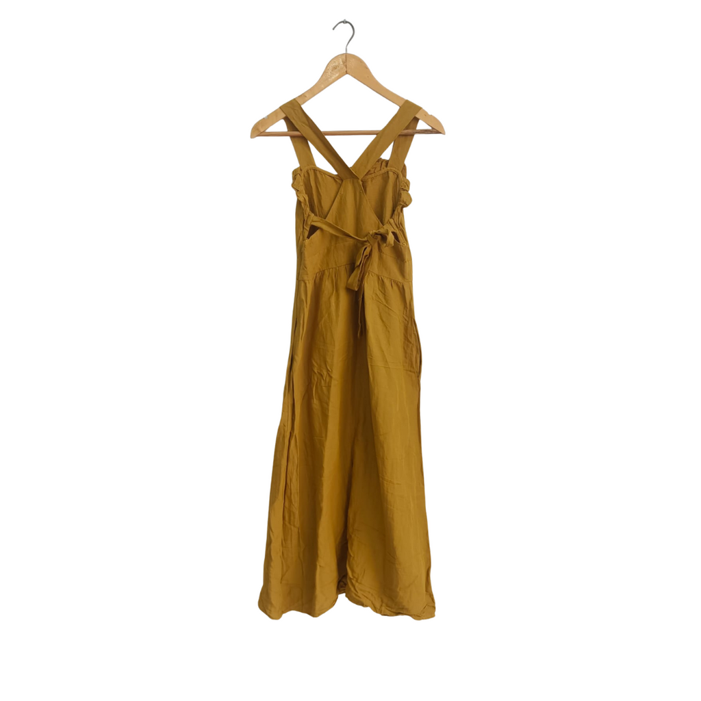 Zara Mustard Sleeveless Frill Detail Knee Length Dress | Gently Used |