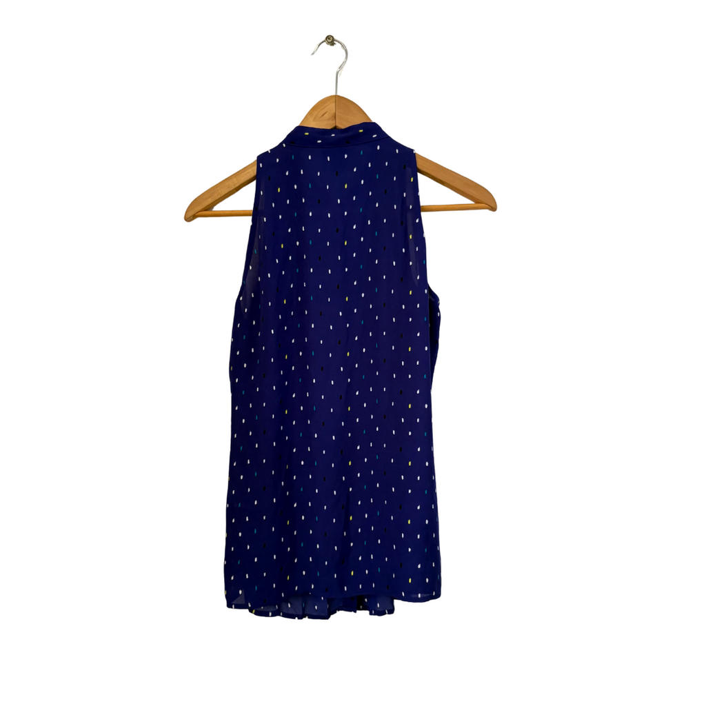 Worthington Dark Blue Printed Sleeveless Button Top | Gently Used |