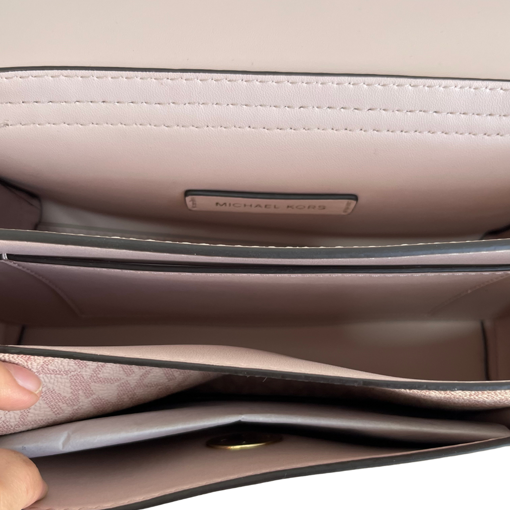 Michael Kors Ballet Pink Leatherette & Canvas Monogram Lita Crossbody Bag | Gently Used |