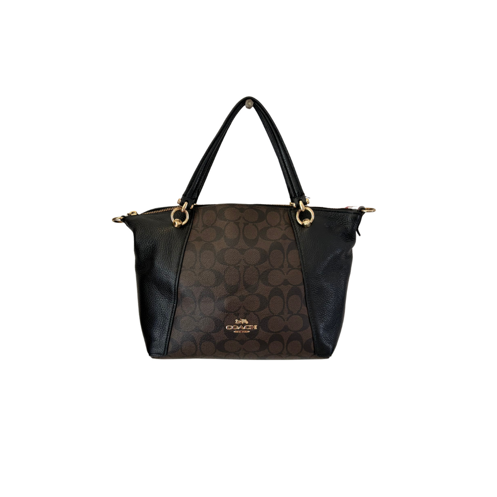 Coach Black & Brown Pebble leather Kacey Satchel Bag | Pre Loved |