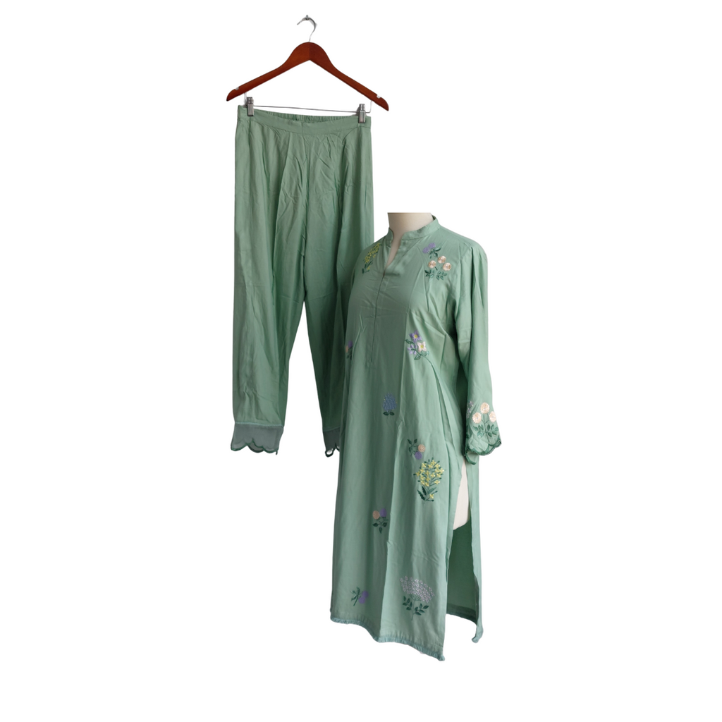 Mishkaa Sage Green Embroidered Co-Ord | Pre Loved |