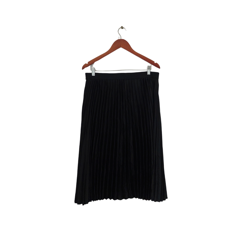 H&M Black Pleated Satin Midi Skirt | Gently Used |