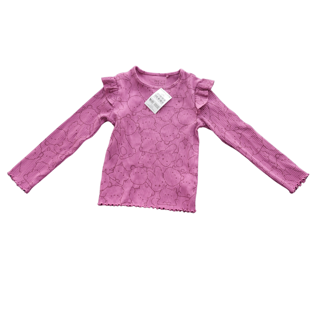 Next Pink Ribbed Frill Detail Top (4-5 Years) | Brand New |