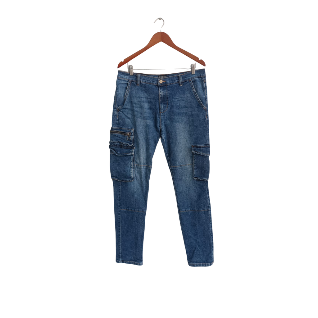 Forever Men's Blue Slim Fit Cargo Jeans | Gently used |