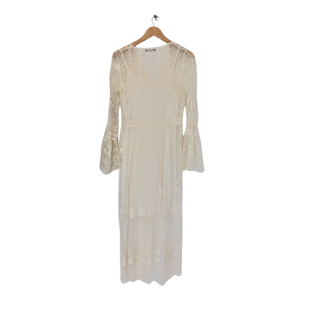 ZARA Cream Net & Lace Maxi Dress | Gently Used |