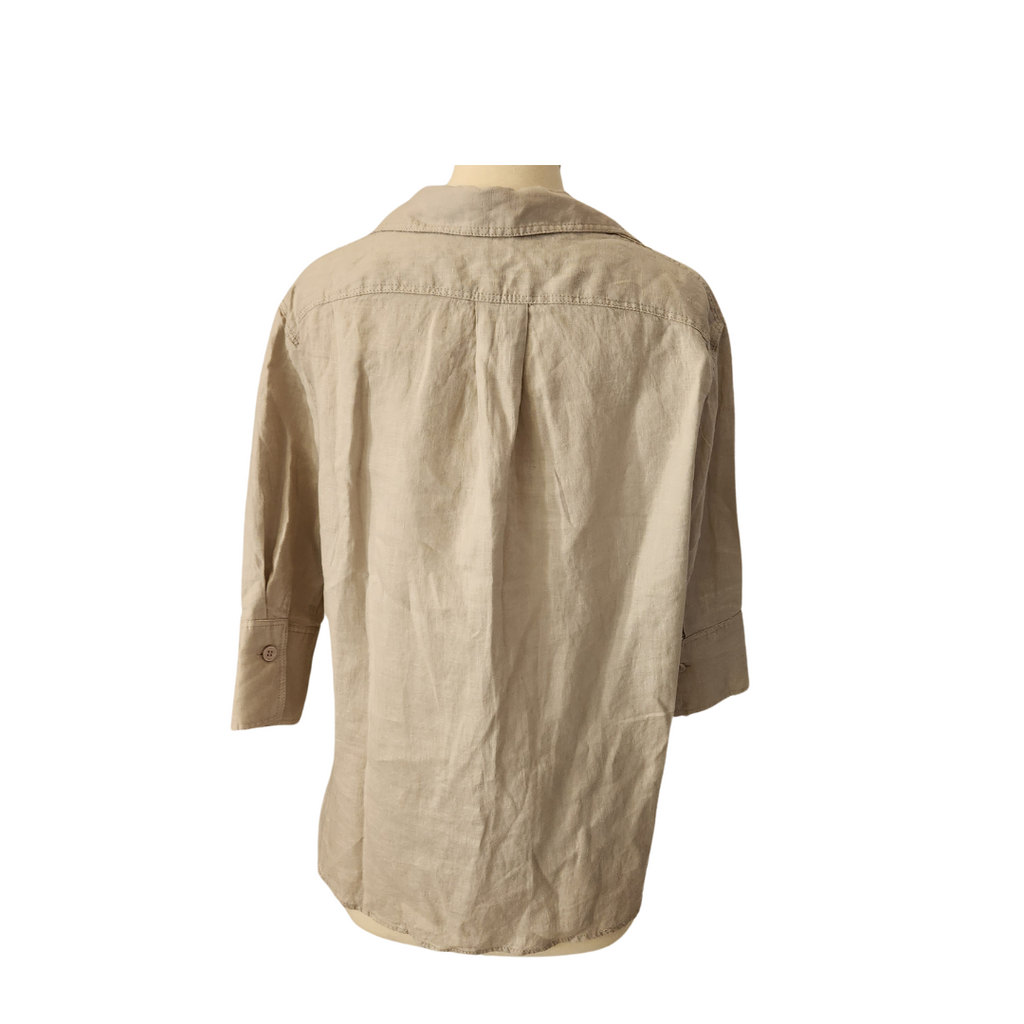 ZARA Light Grey 100% linen Collared Shirt | Gently Used |