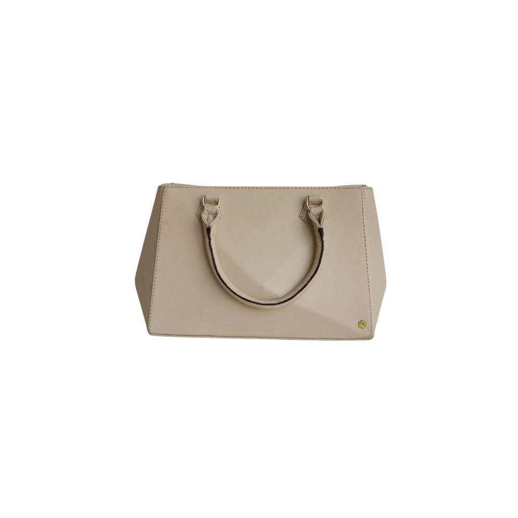 Warp Cream Leather Geometric Handbag | Pre Loved |