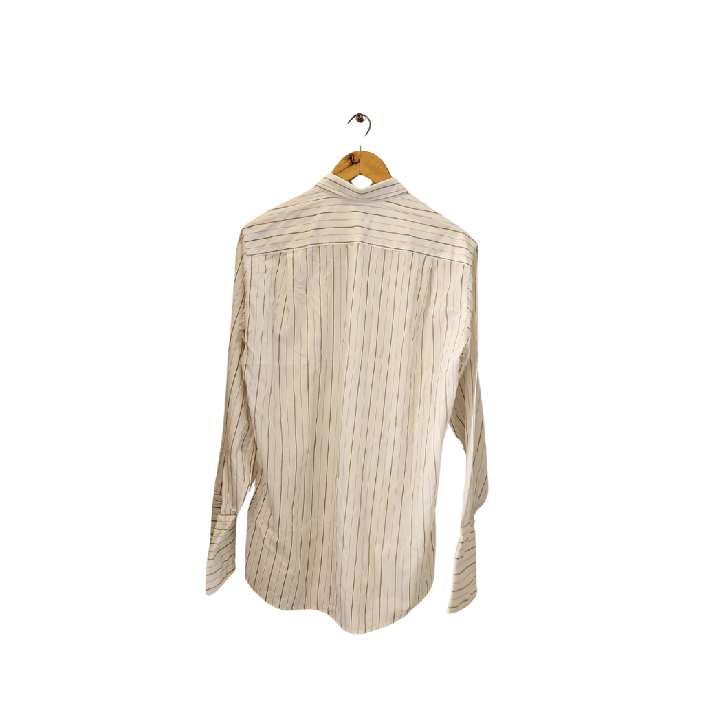 Loewe Men's White Striped Collared Shirt | Pre Loved |