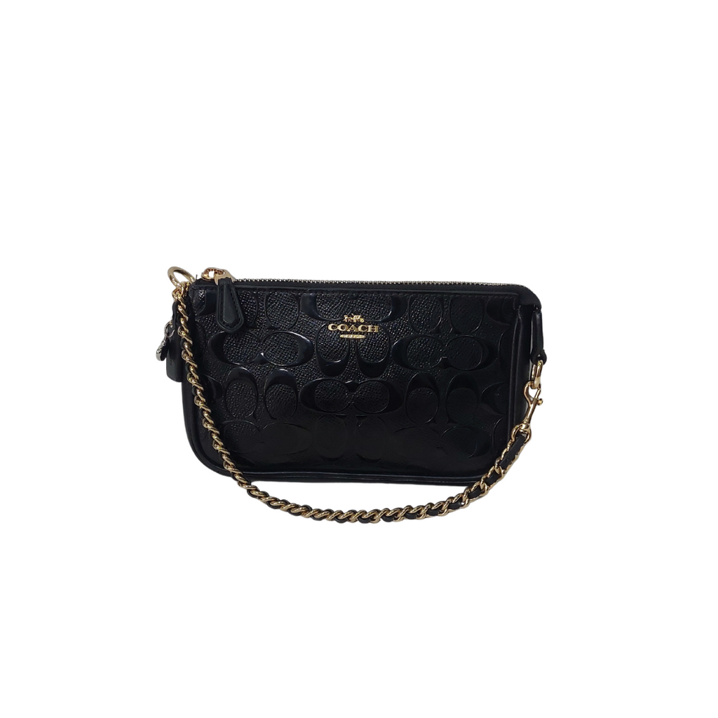 Coach Black Leather Signature Debossed Mini Bag | Pre Loved |