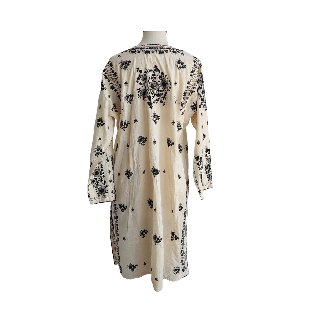 Princess & The Cake Cream & Black Embroidered Kurta  | Pre Loved |