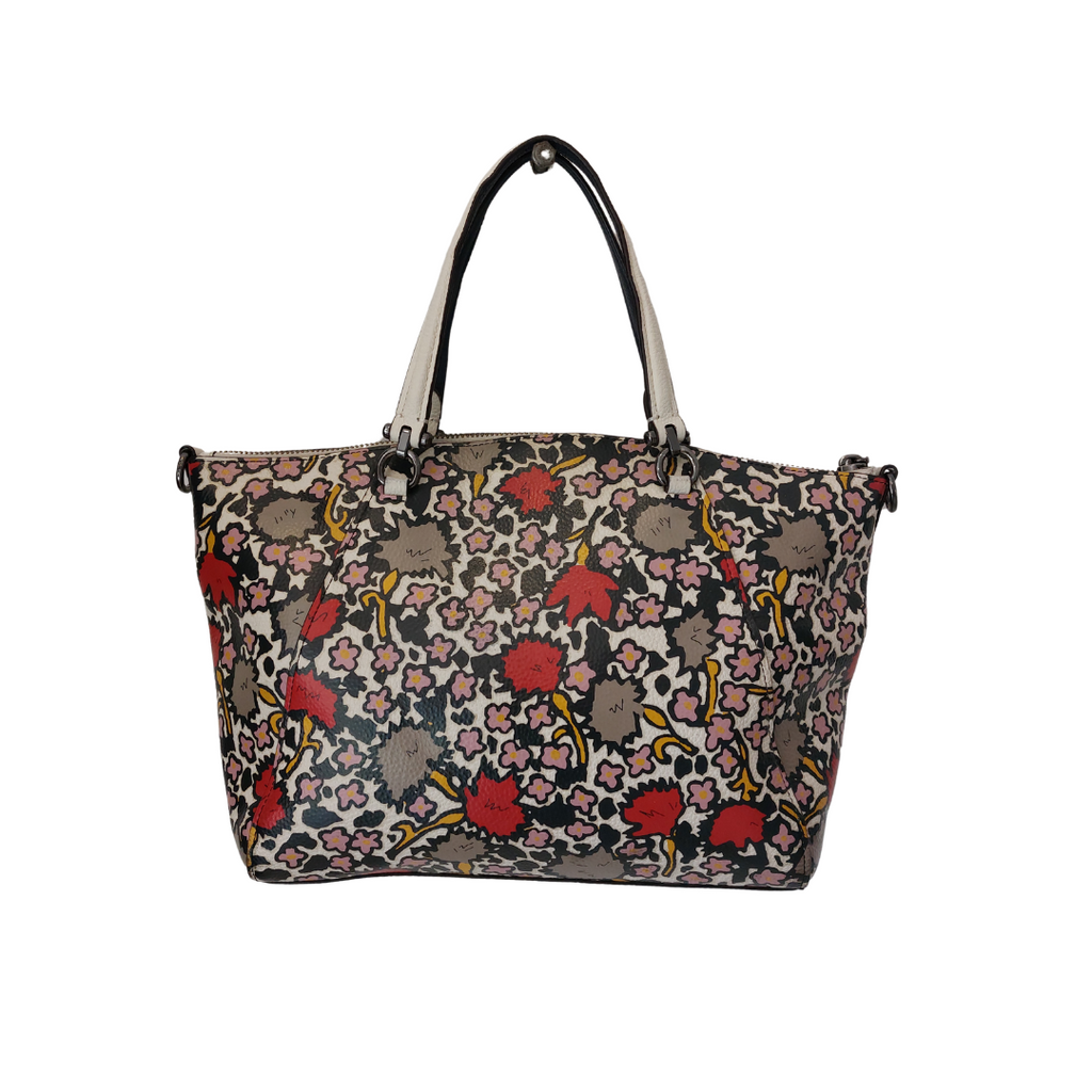 Coach White Leather Floral Printed Handbag | Pre Loved |