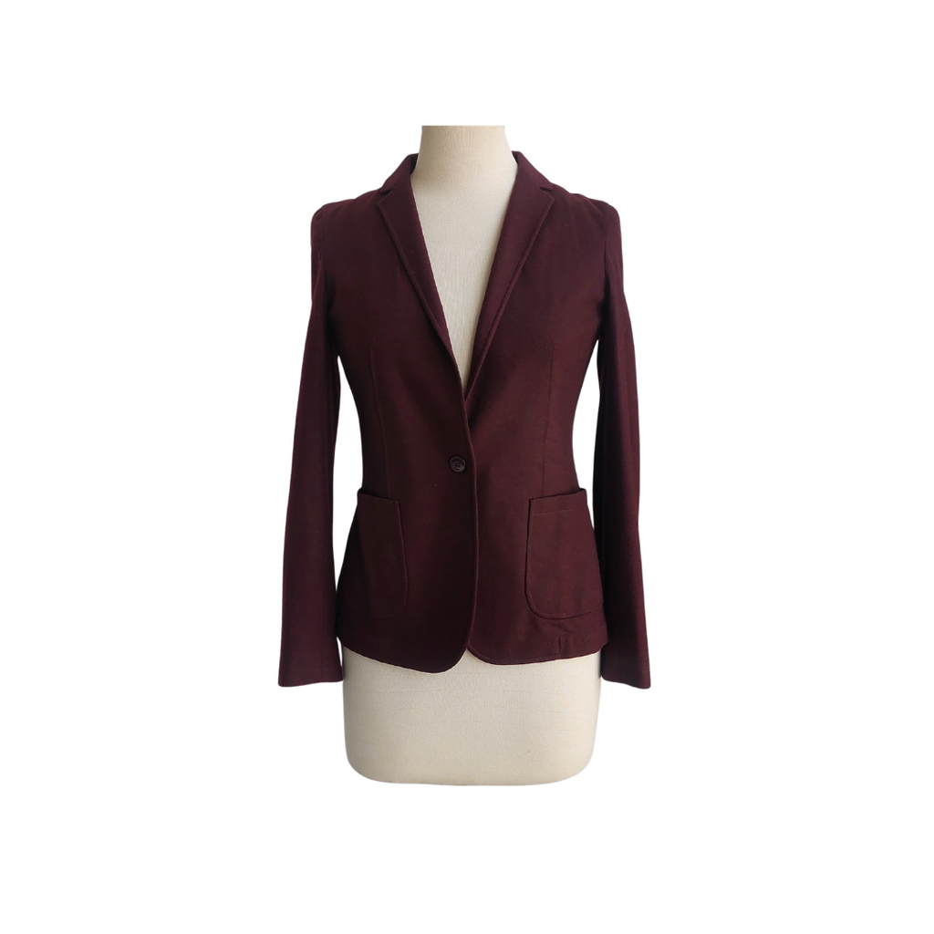 Massimo Dutti Maroon Front Button Blazer | Gently Used |