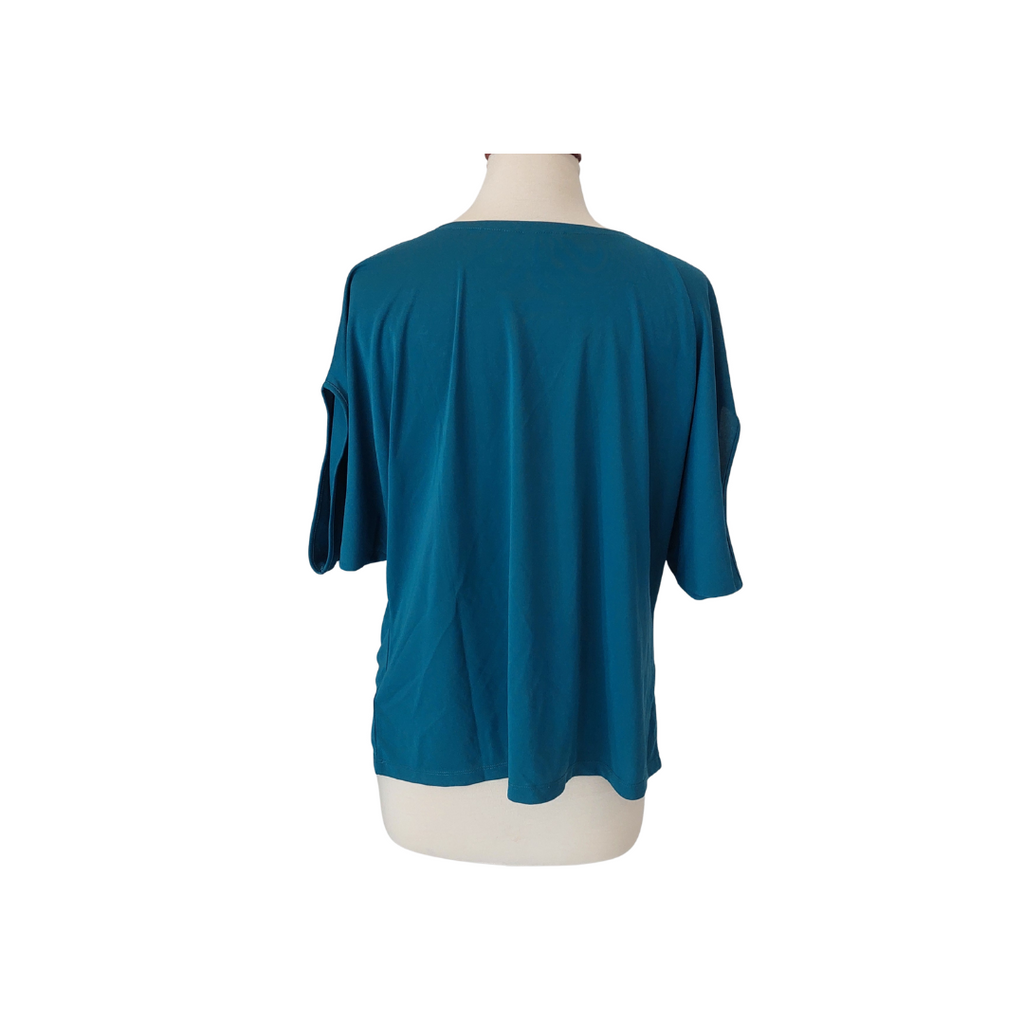 DKNY Teal 100% Polyester Blouse | Gently Used |