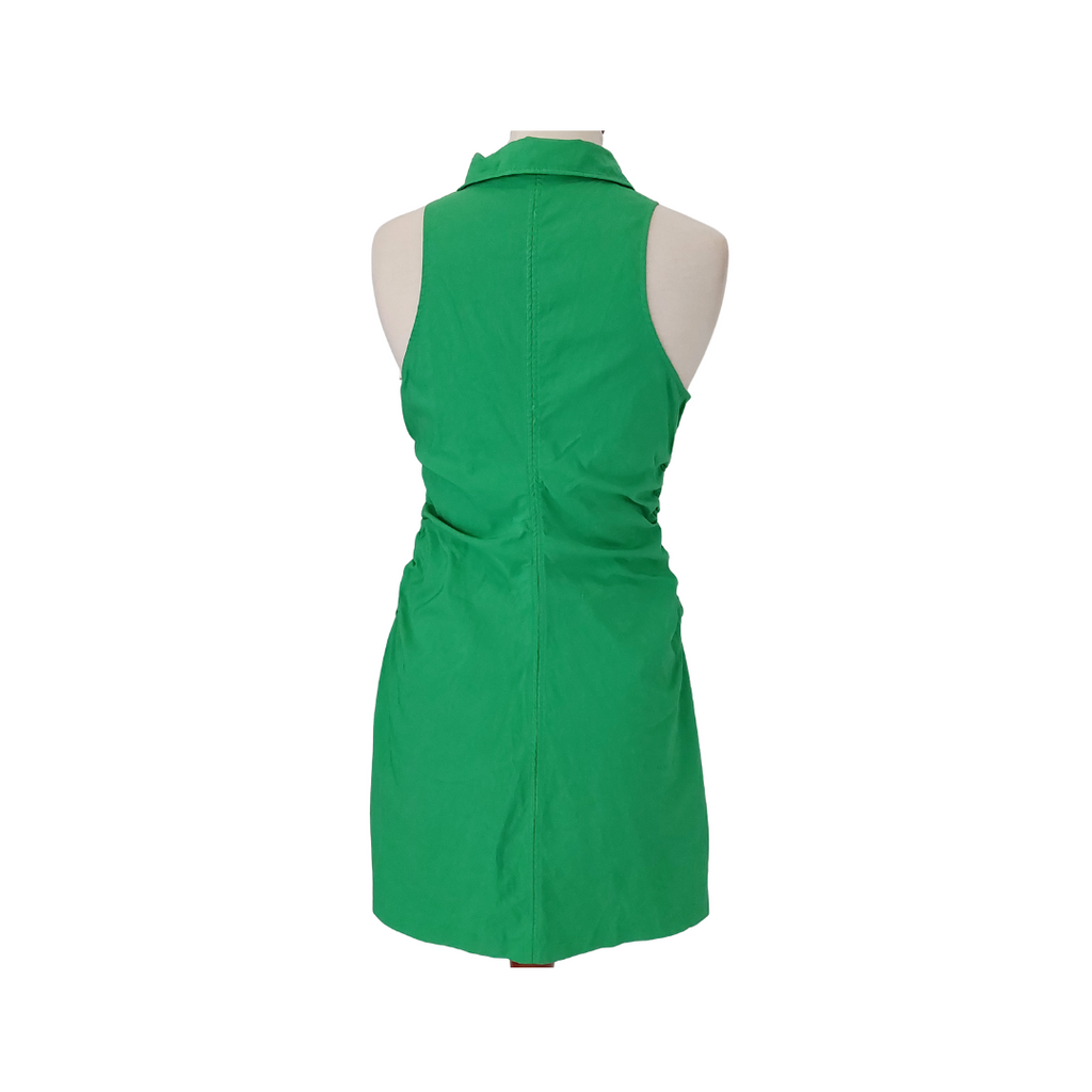 Mango Parrot Green Side Ruche Sleeveless Short Dress | Pre Loved |