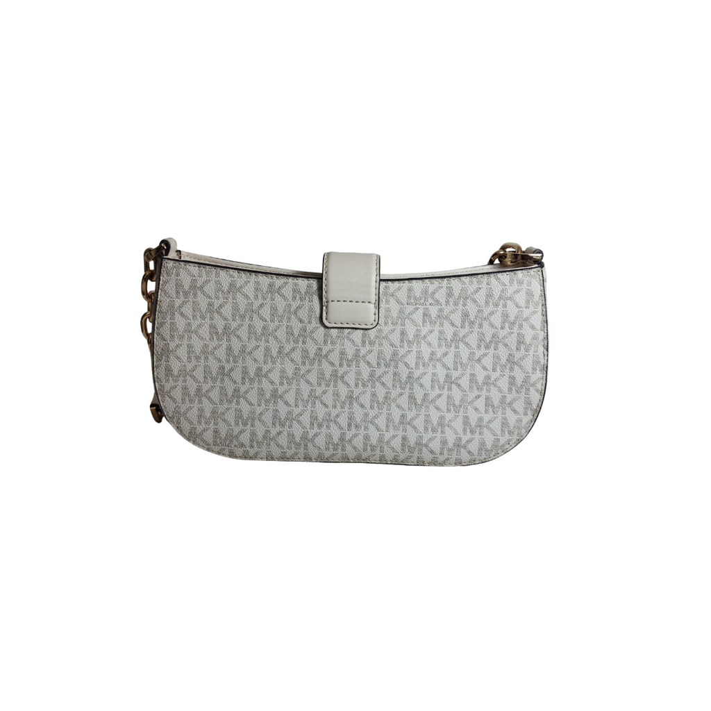Michael Kors Vanilla Monogrammed Leather 'Carmen' Shoulder Bag | Pre Loved |