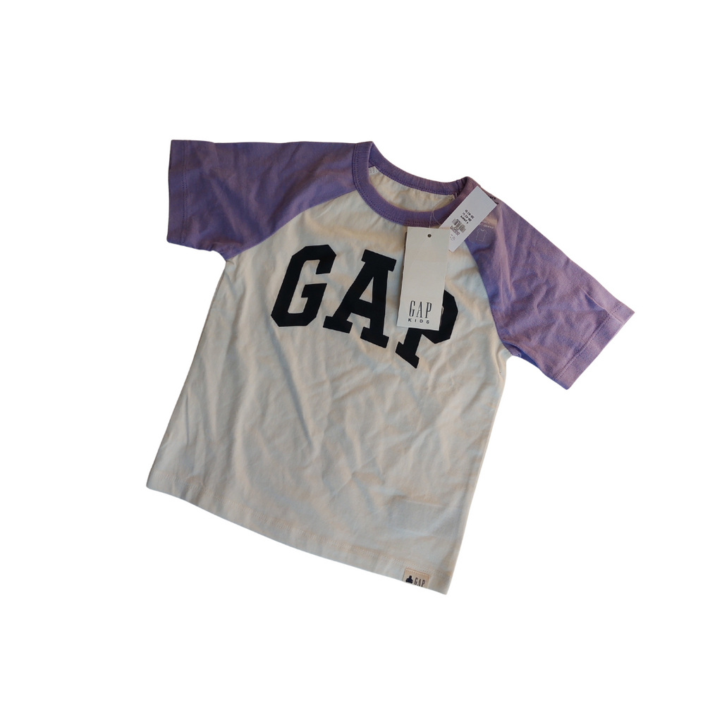 Gap Off White & Purple Logo T Shirt (4 Year) | Brand New |