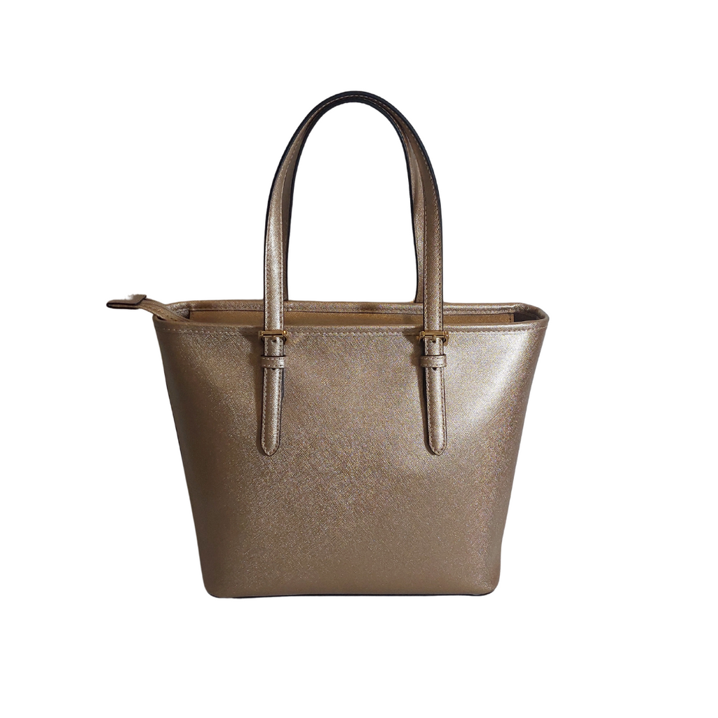 Michael Kors Pale Gold Leather Snap Pocket Medium Tote | Gently Used |